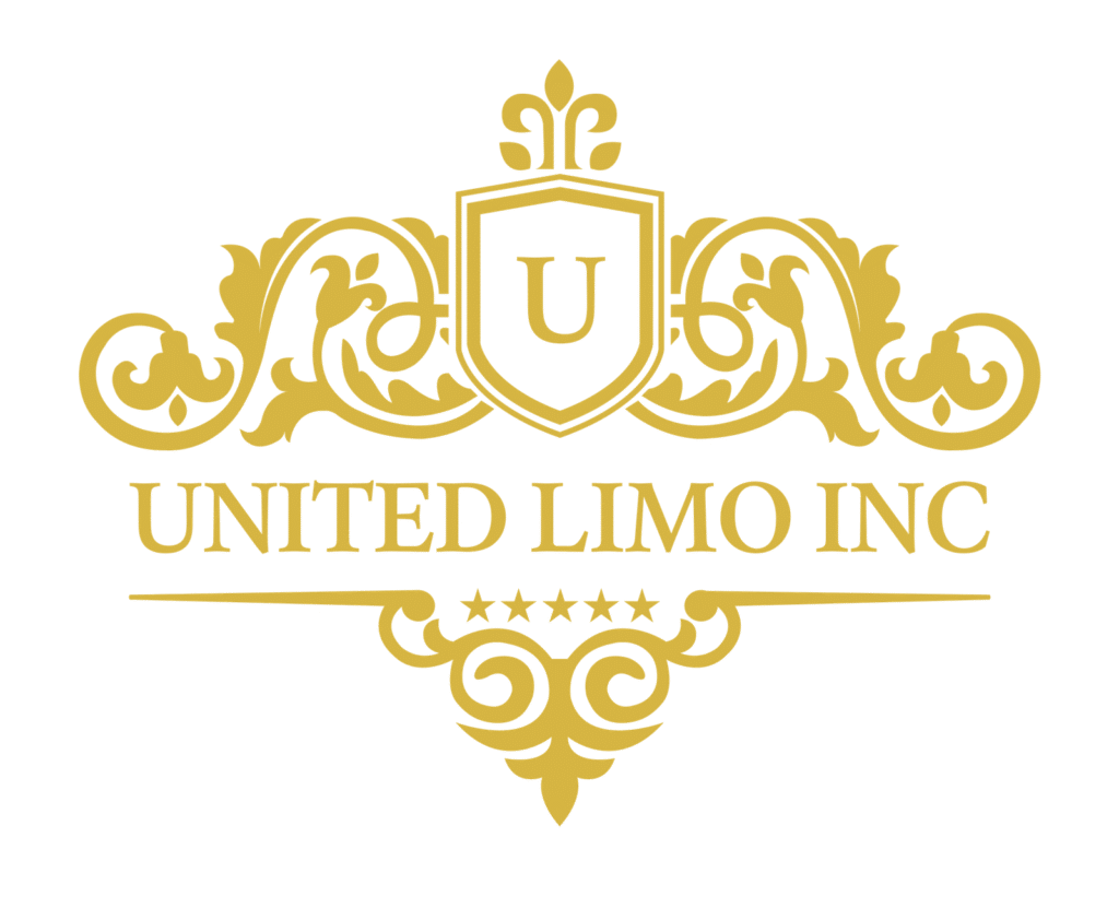 Gold crest logo of United Limo INC representing luxury limo and chauffeur services in New York.